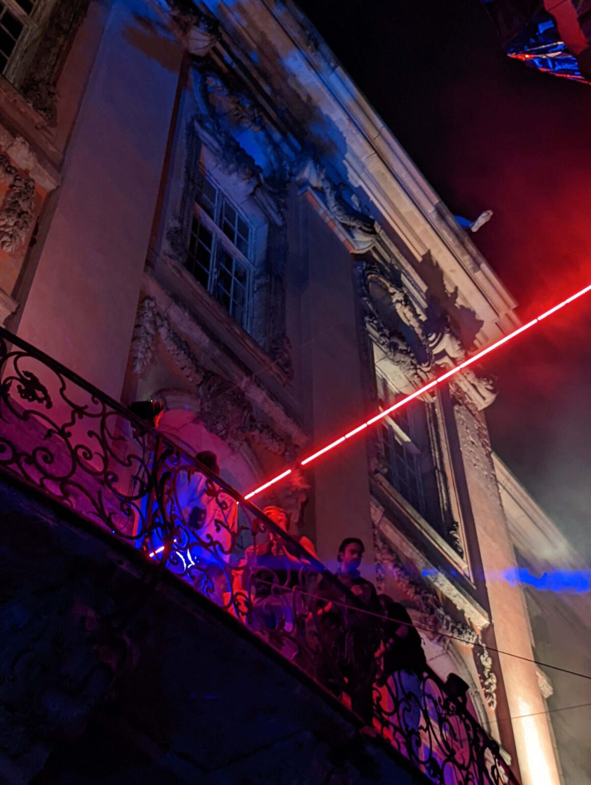 View of the castle with the light installation